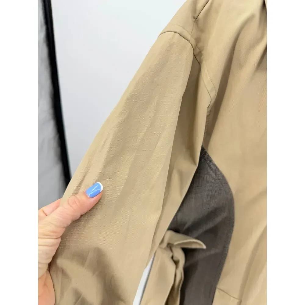 FRAY I.D Double Breasted Trench Coat Oversized Mix Pattern Japanese Minimalism S - Picture 11 of 16